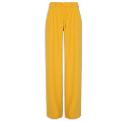 Calça Feminina Cintura Alta Wide Leg - Amarelo