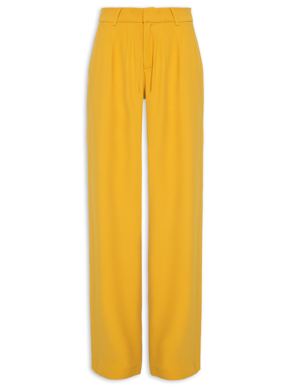 Calça Feminina Cintura Alta Wide Leg - Amarelo