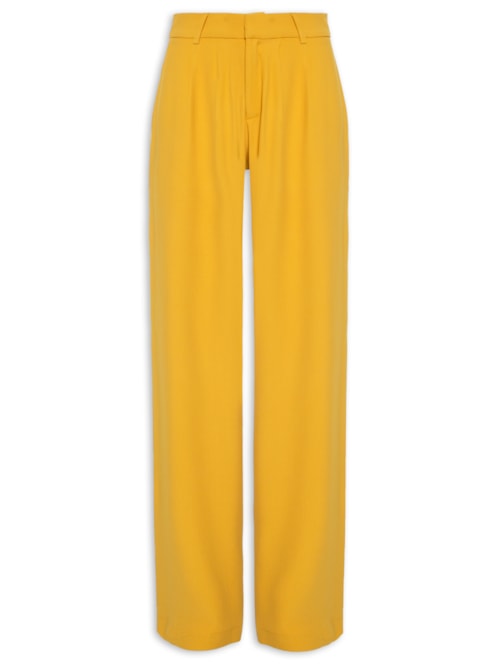 Calça Feminina Cintura Alta Wide Leg - Amarelo