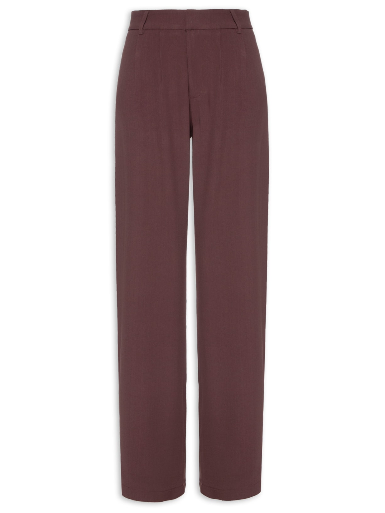 Calça Feminina Cintura Alta Wide Leg - Marrom