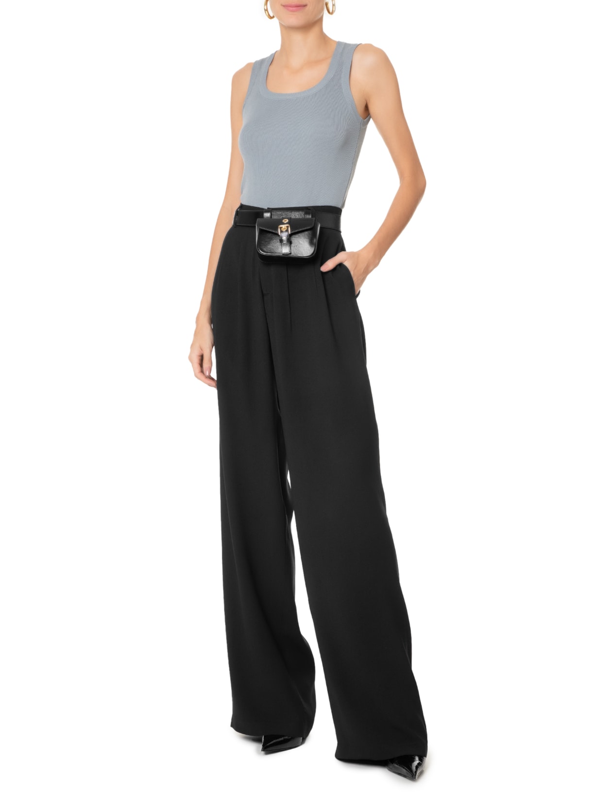 Calça Feminina Cintura Alta Wide Leg Preto '2Essential