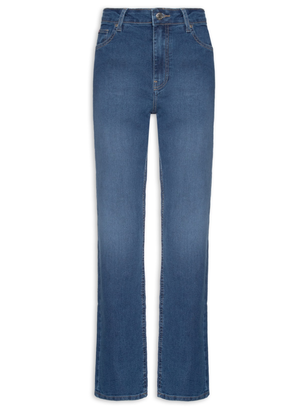 Calça Feminina Classic Straight RW Mid Blue - Azul