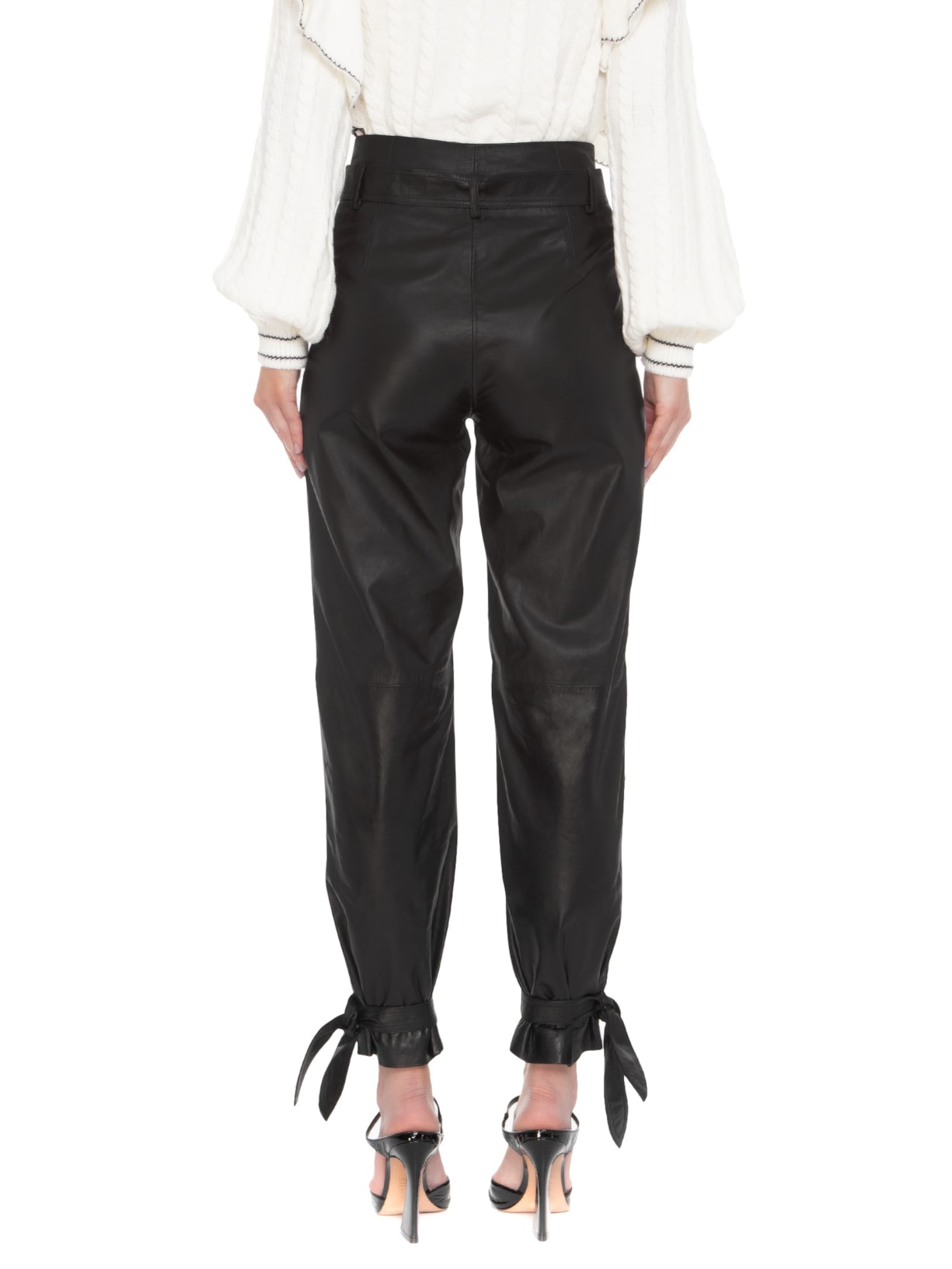 Calça Feminina Clochard Com Amarração Couro Preto '2Essential