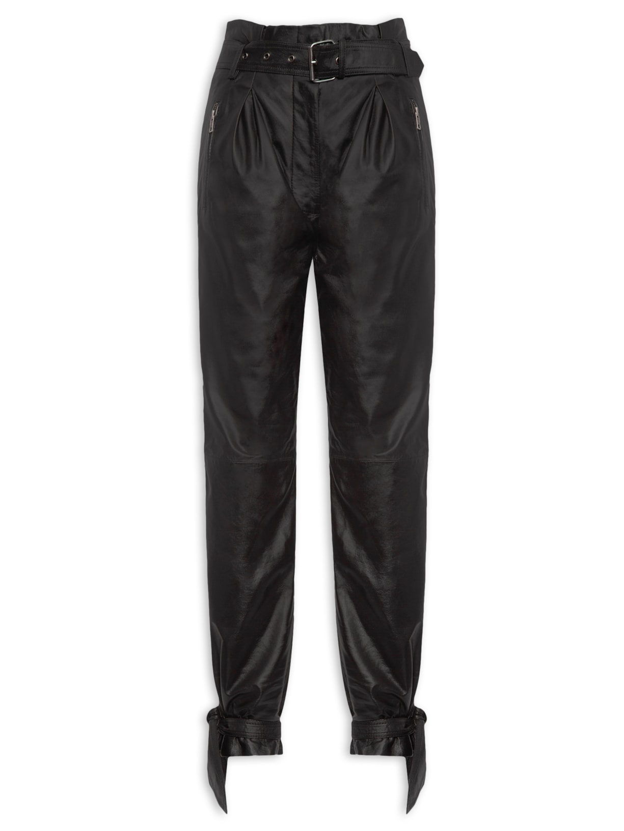 Calça Feminina Clochard Com Amarração Couro Preto '2Essential