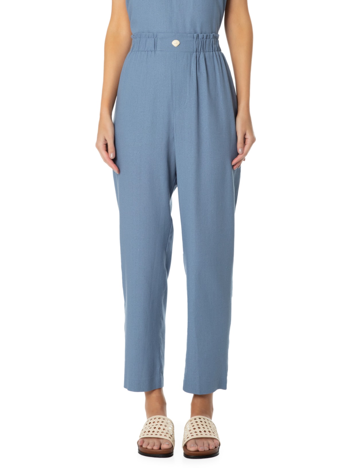 Calça Feminina Clochard Cós Botão Azul Maria Filó