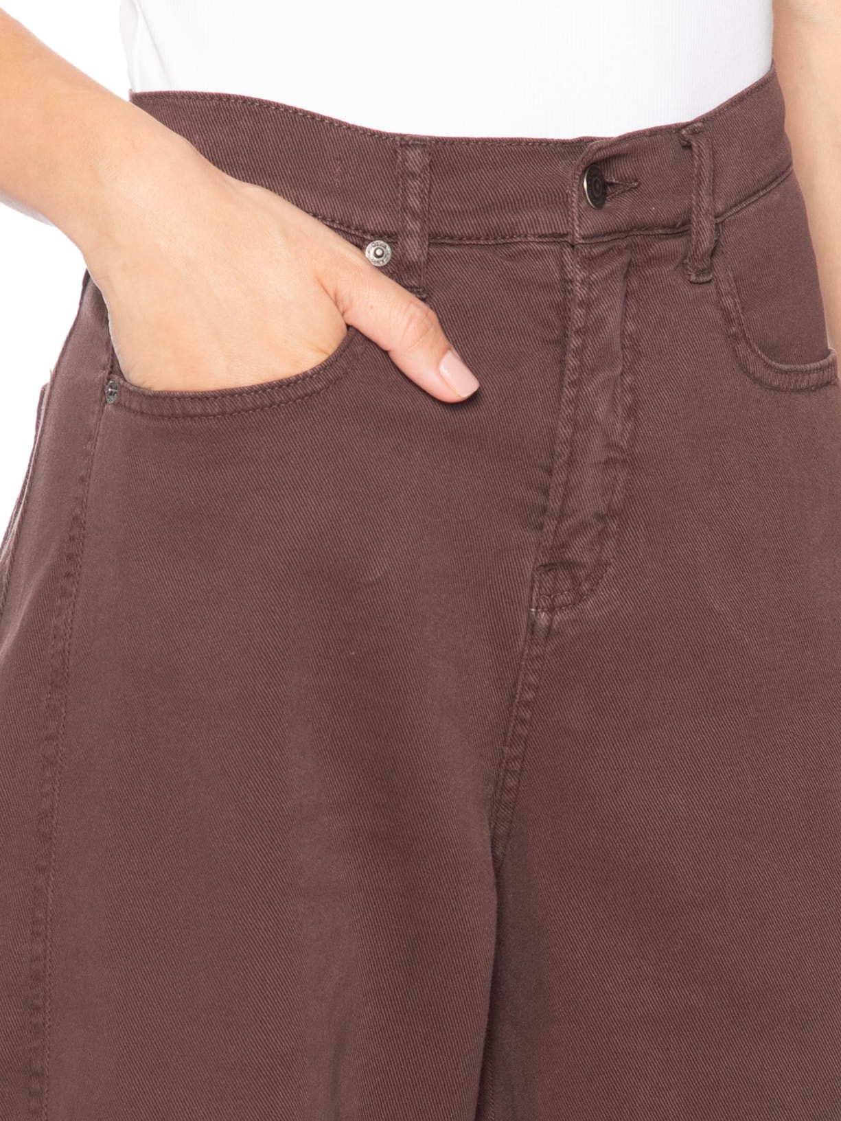 Calça Feminina Color Extreme Barrel Marrom Calvin Klein Jeans