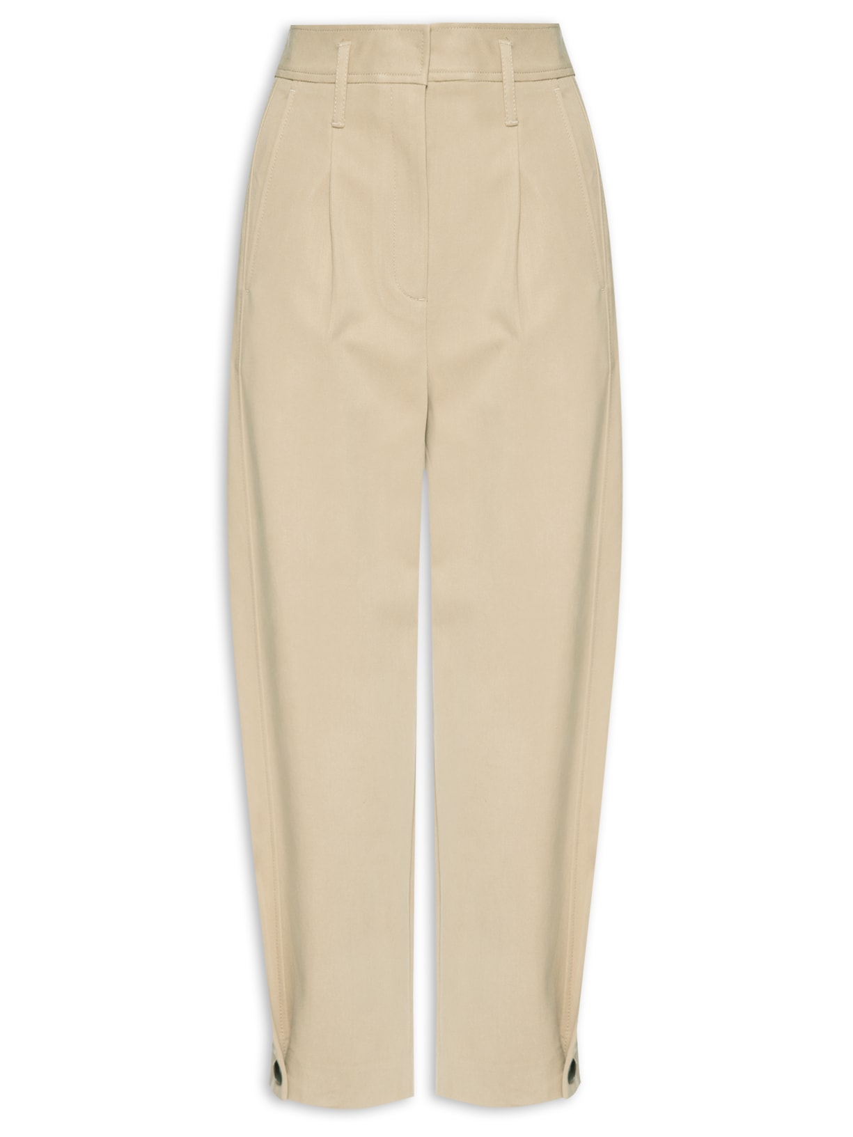 Calça Feminina Com Botões Na Barra - Bege