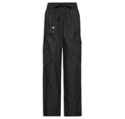 Calça Feminina Com Cós De Elásticos E Bolsos - Preta