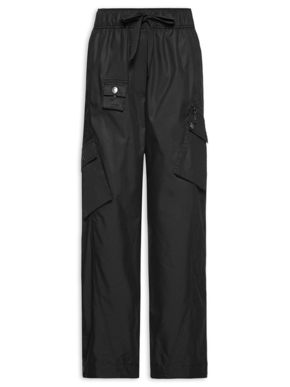 Calça Feminina Com Cós De Elásticos E Bolsos - Preta