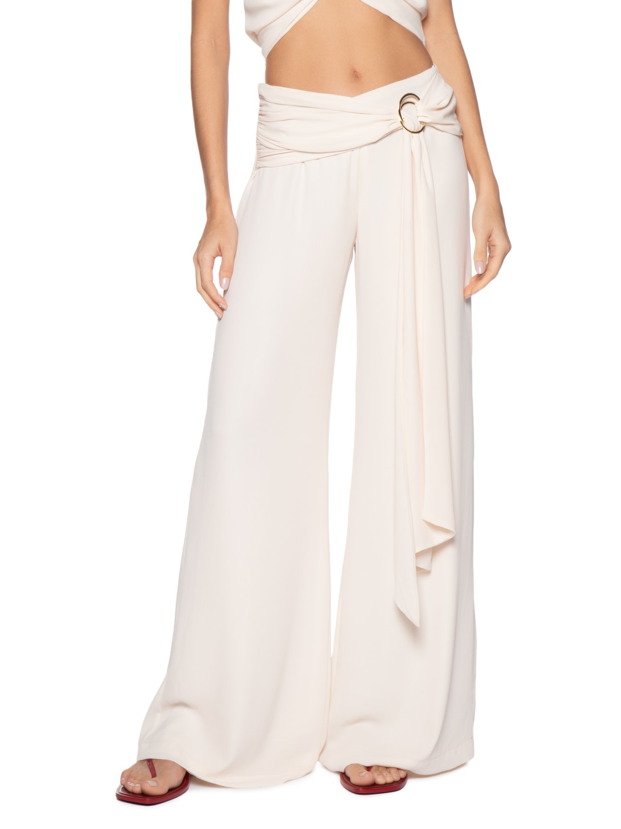 Calça Feminina Com Faixa Marfim Bege Shop2gether + Sol Brand