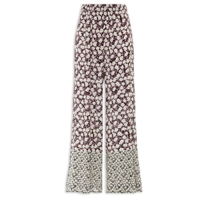 Calça Feminina Com Fenda Estampada - Roxo