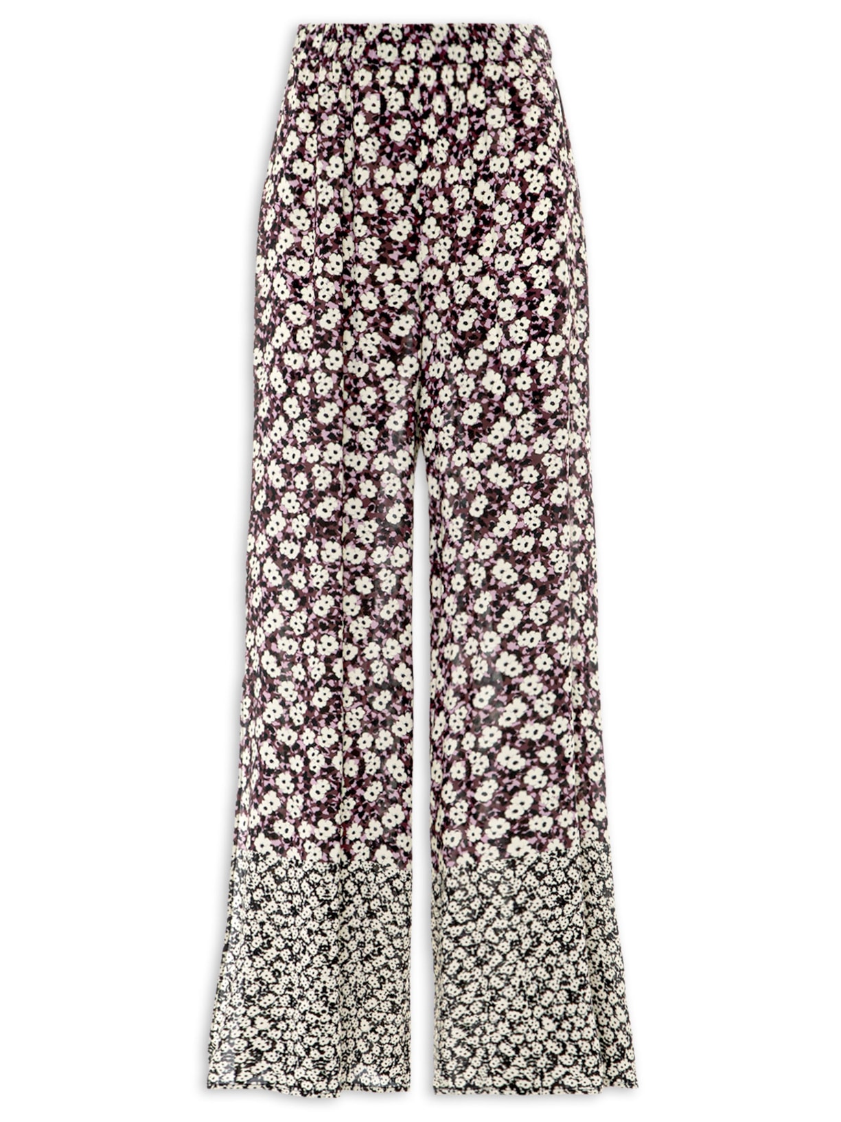 Calça Feminina Com Fenda Estampada - Roxo