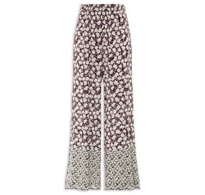 Calça Feminina Com Fenda Estampada - Roxo