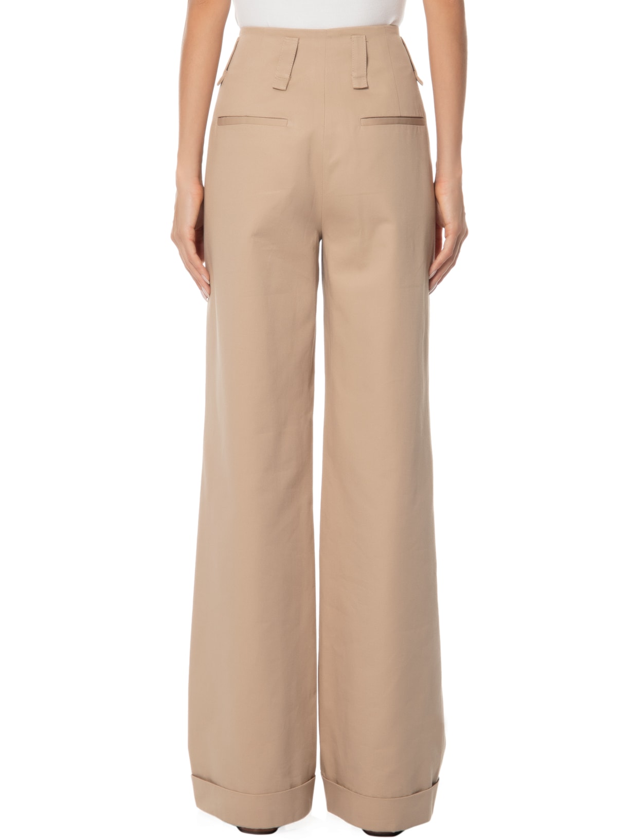 Calça Feminina Com Lapelas Bege Animale