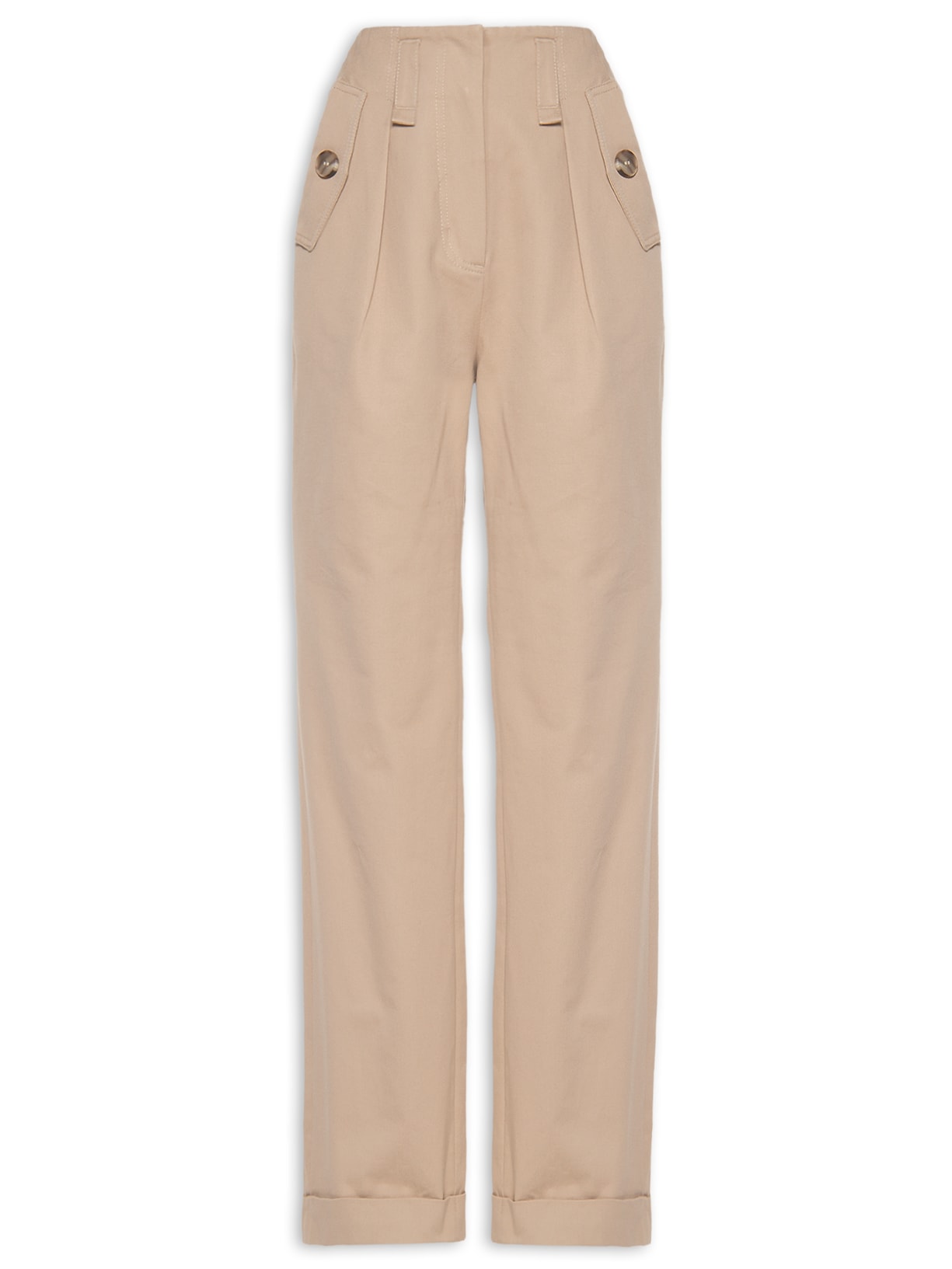 Calça Feminina Com Lapelas Bege Animale