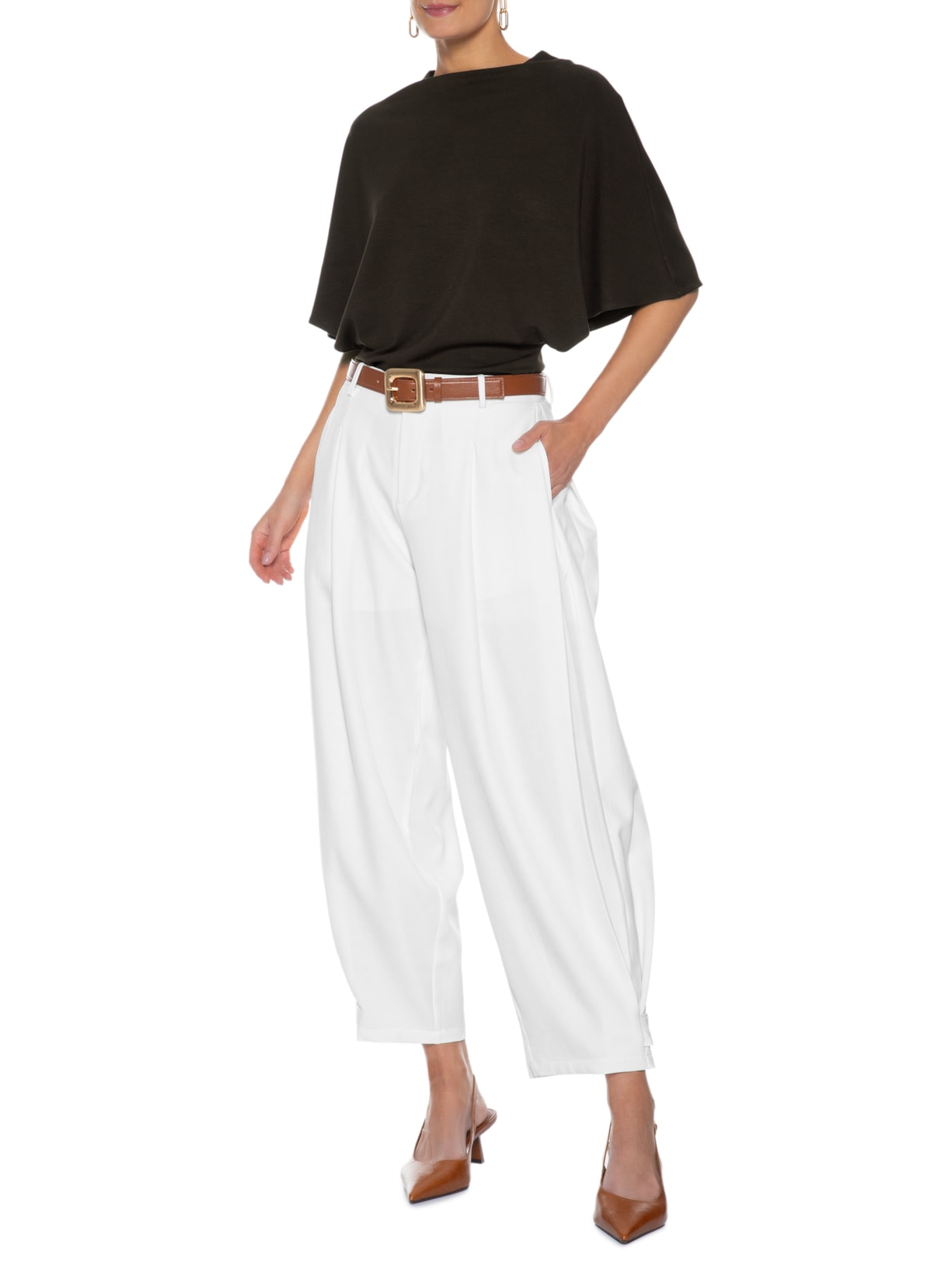 Calça Feminina Com Pregas Branco '2Essential