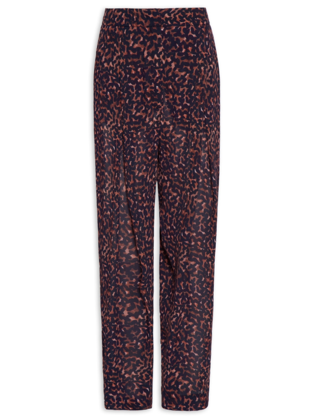 Calça Feminina Com Pregas Estampada Marrom Animale