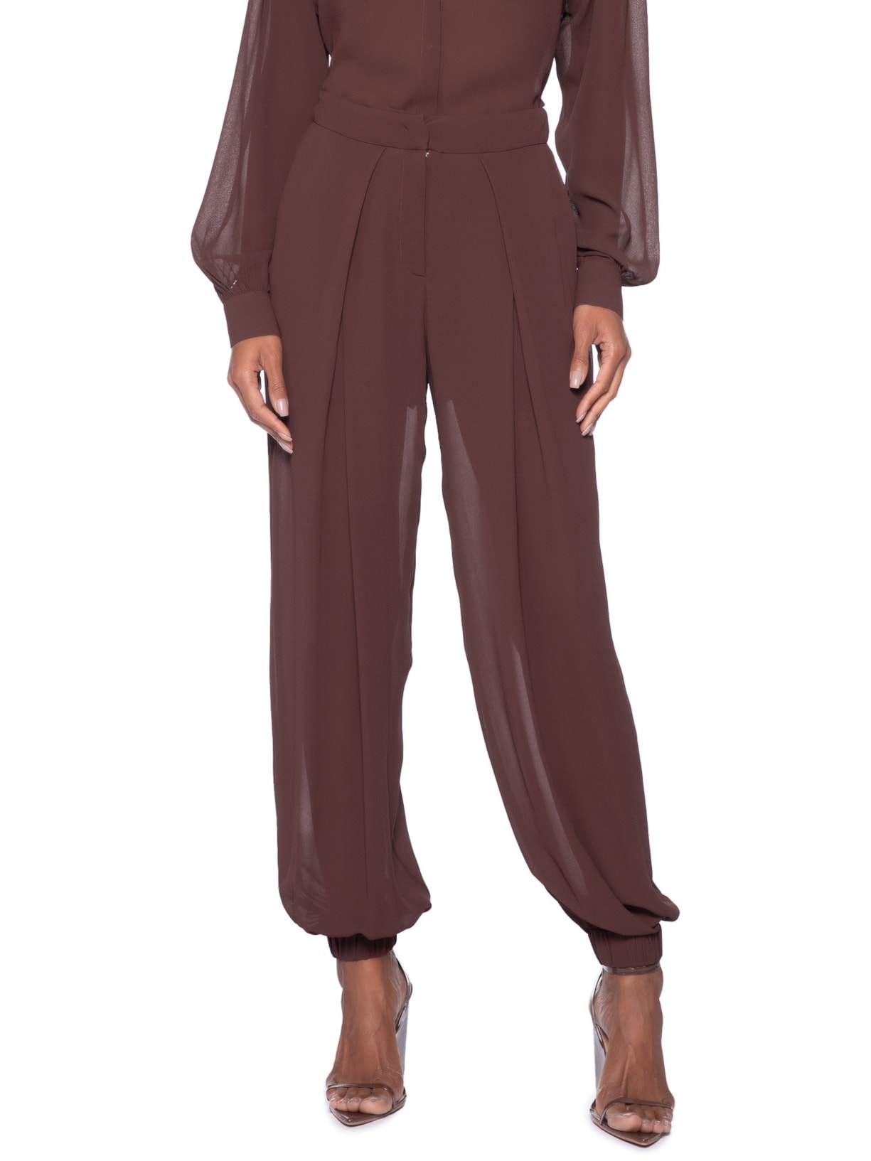 Calça Feminina Com Pregas Marrom Animale