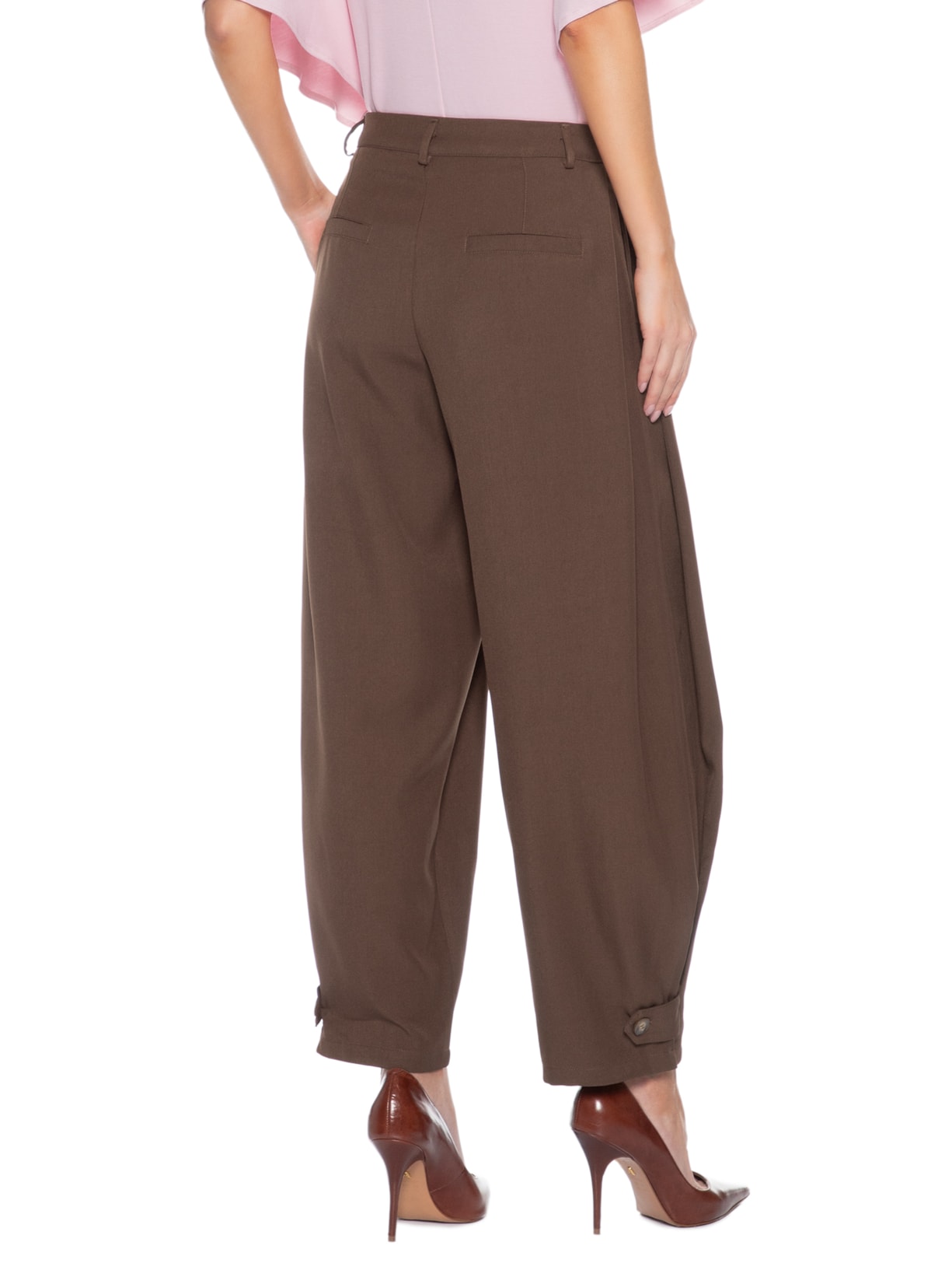 Calça Feminina Com Pregas Marrom '2Essential