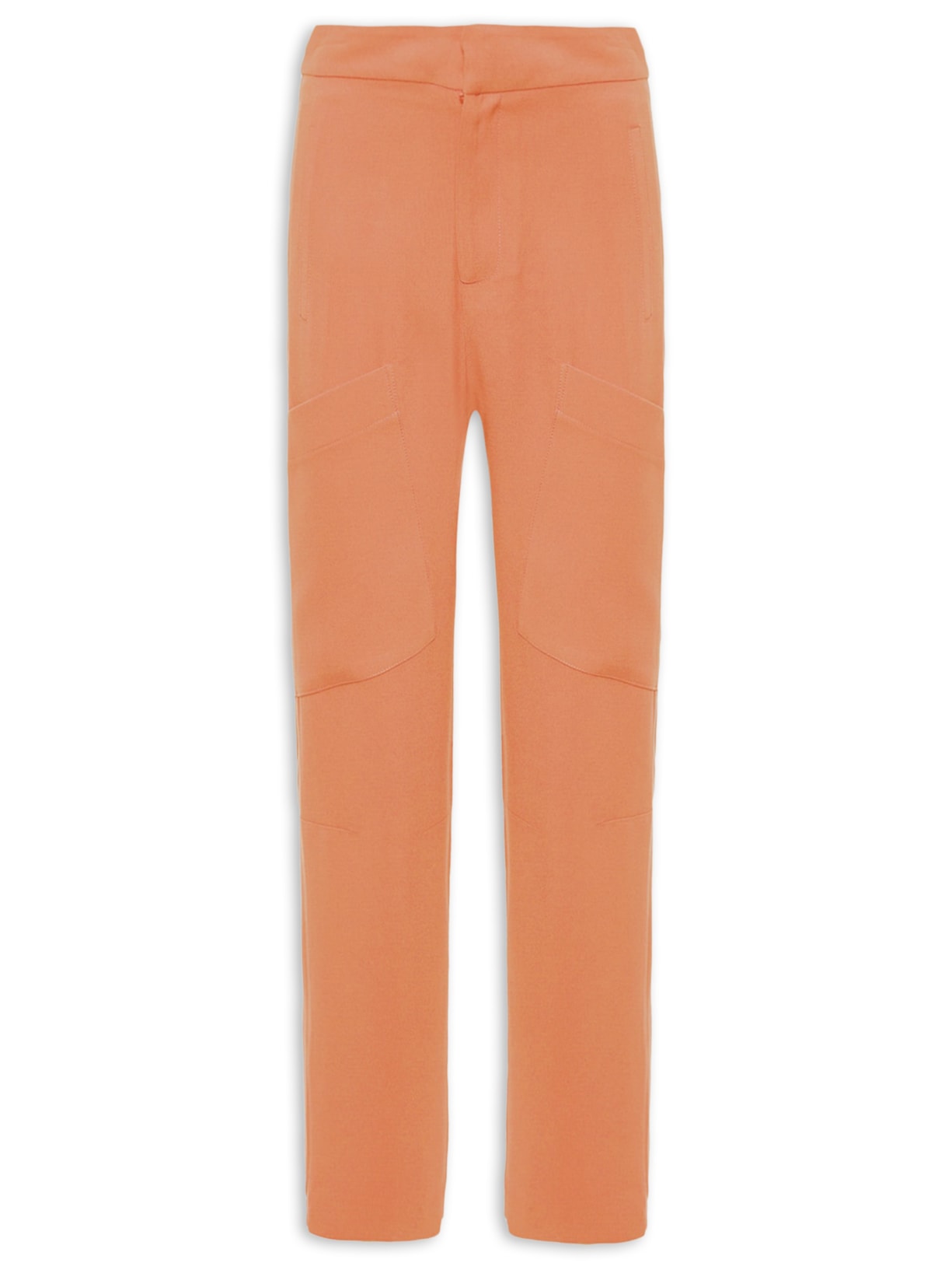 Calça Feminina Com Recortes E Bolso - Laranja