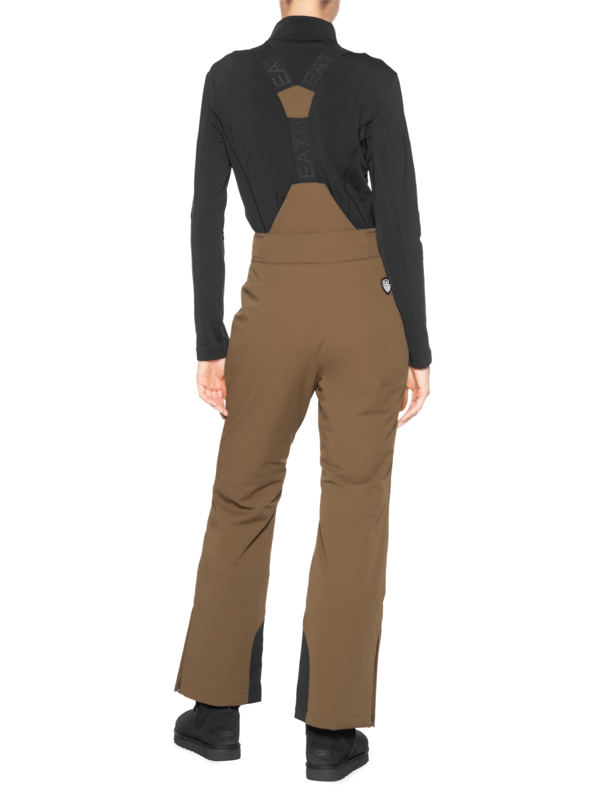 Calça Feminina Com Suspensório Marrom Ea7 Emporio Armani