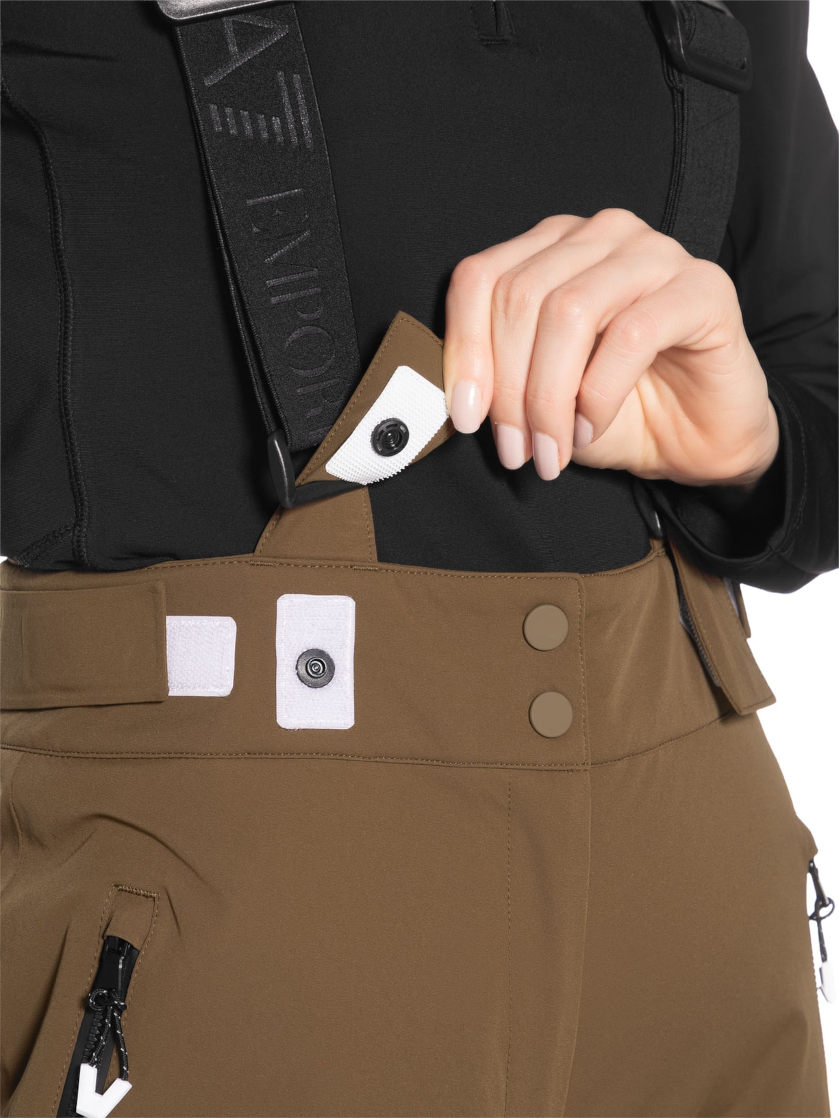 Calça Feminina Com Suspensório Marrom Ea7 Emporio Armani