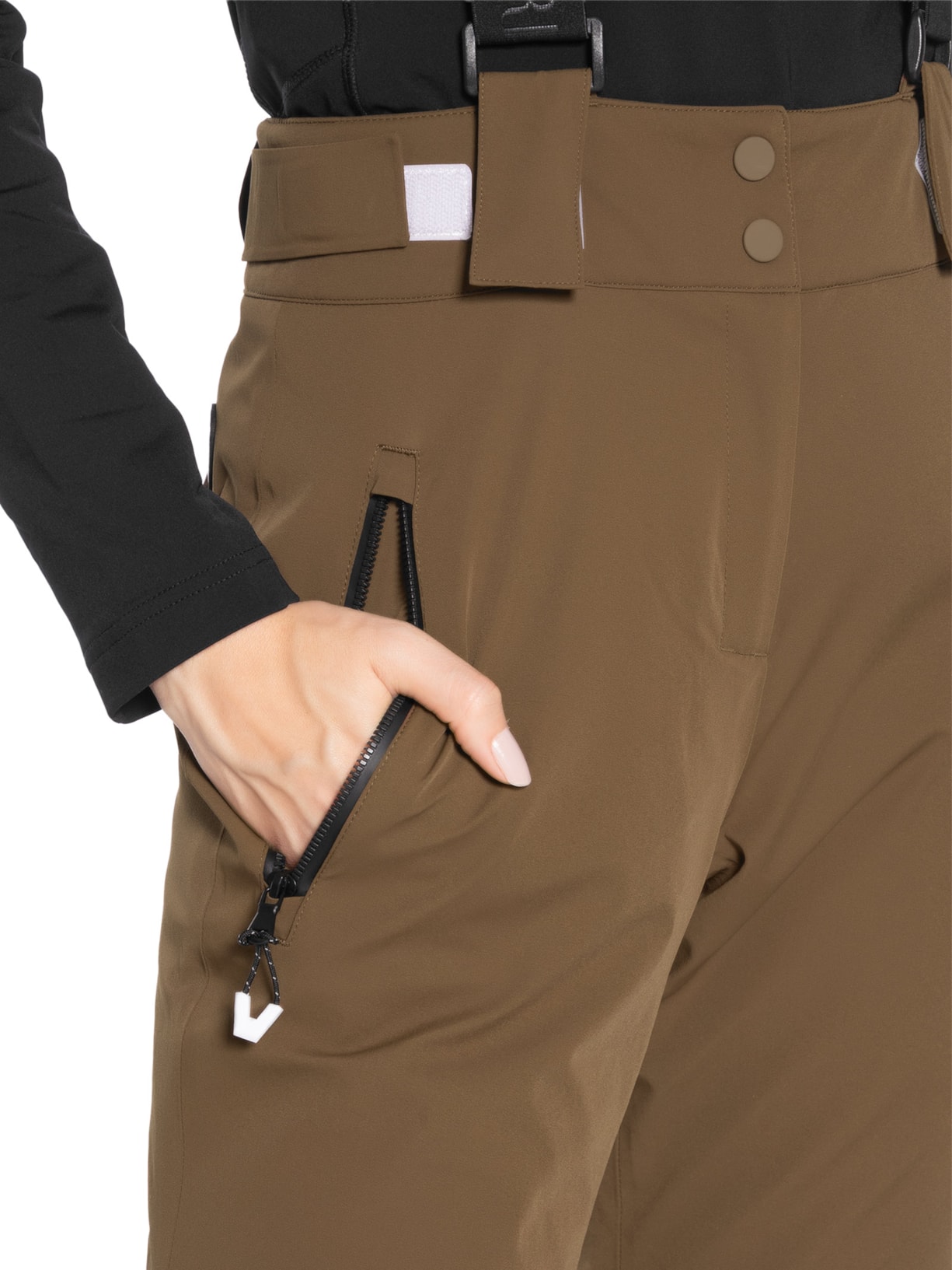 Calça Feminina Com Suspensório Marrom Ea7 Emporio Armani