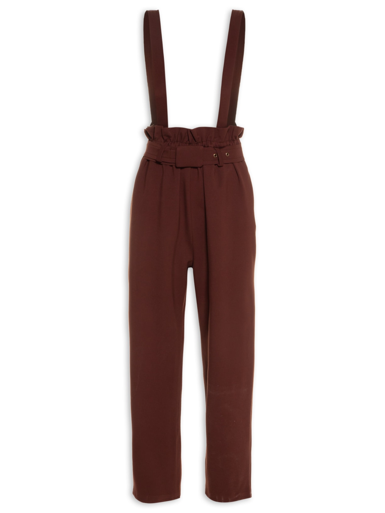 Calça Feminina Com Suspensório Neoprene - Marrom