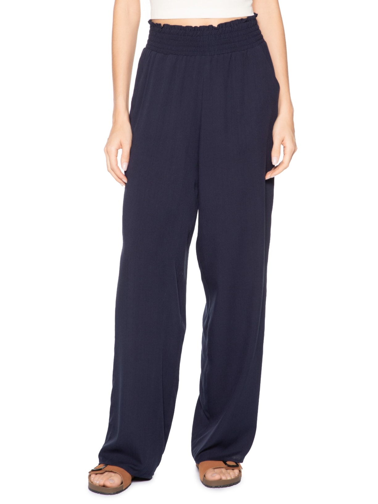 Calça Feminina Comfy Barra Larga Azul Basiq