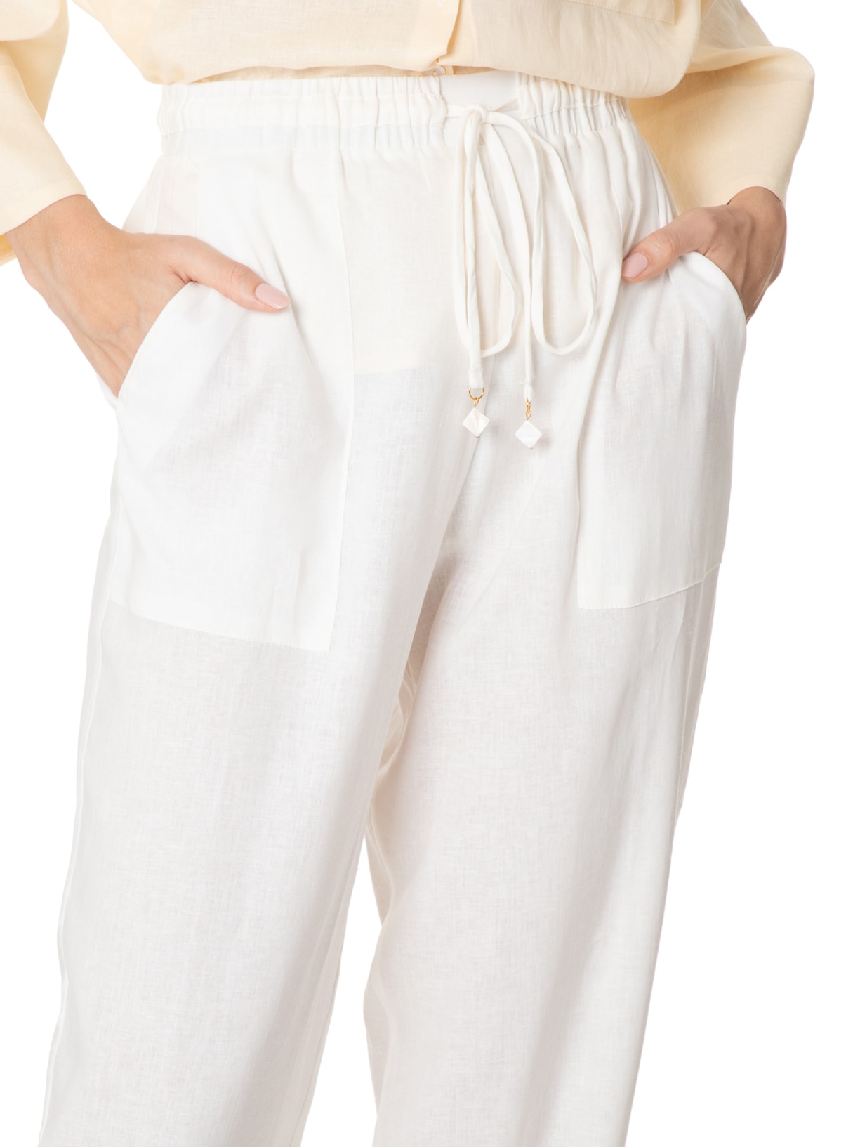 Calça Feminina Cordão Cintura Branco Dress To