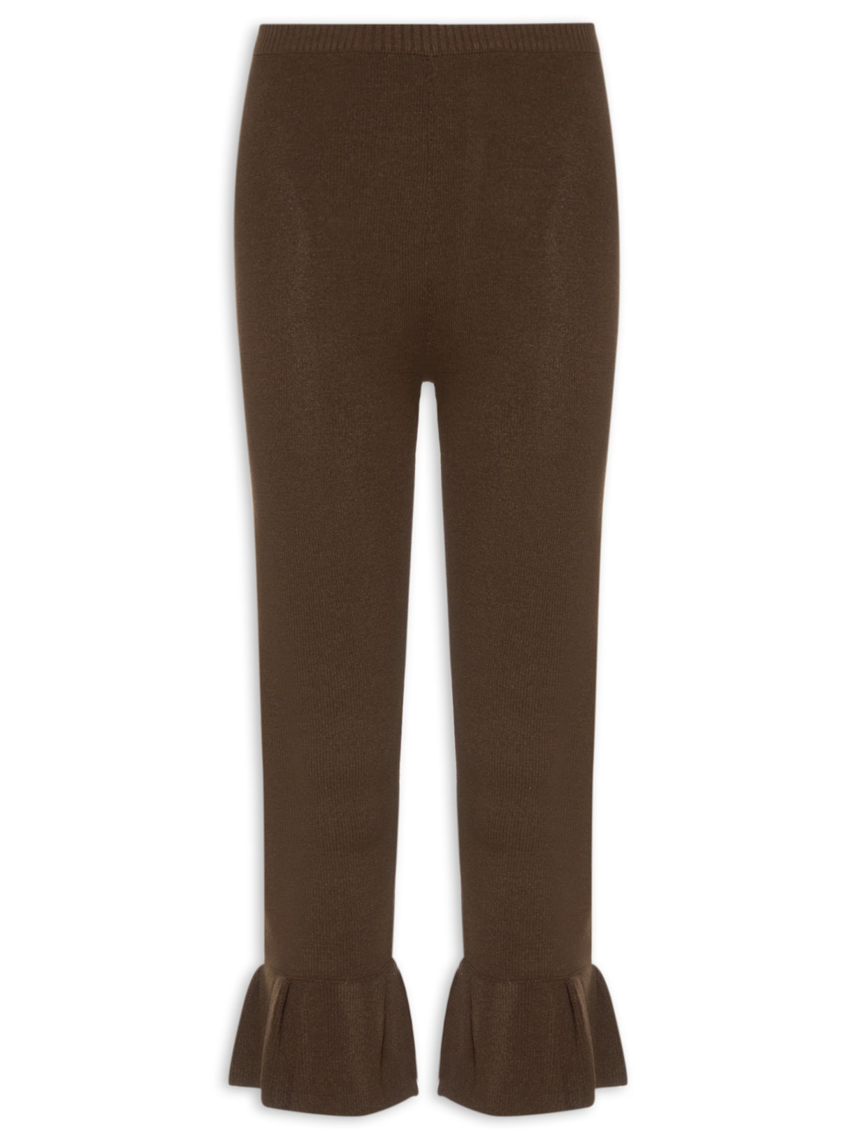 Calça Feminina Corsário Babado Marrom Valônia Véras