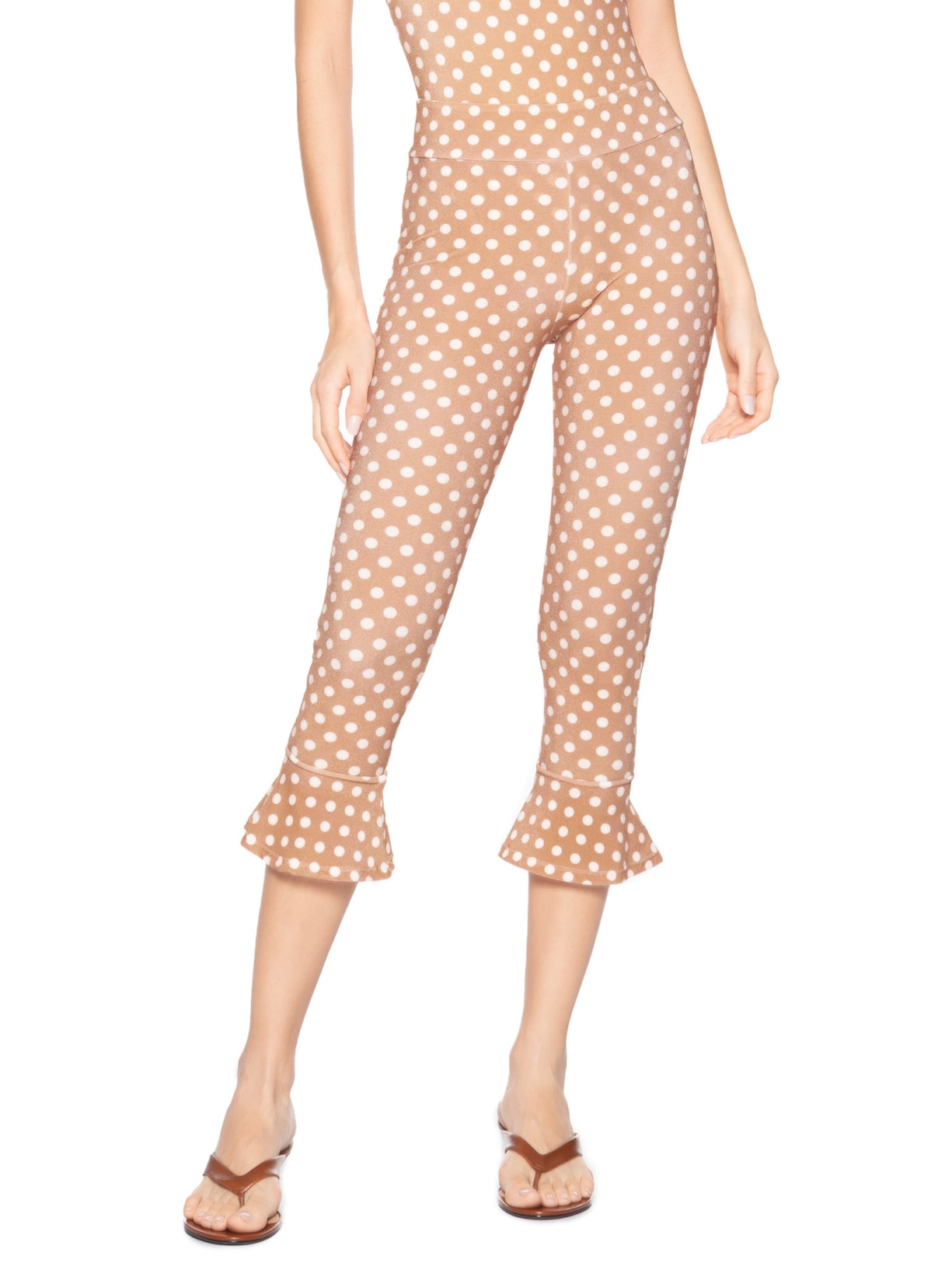 Calça Feminina Corsário Estampado Poá Joanne Marrom Shop2gether + August Swim