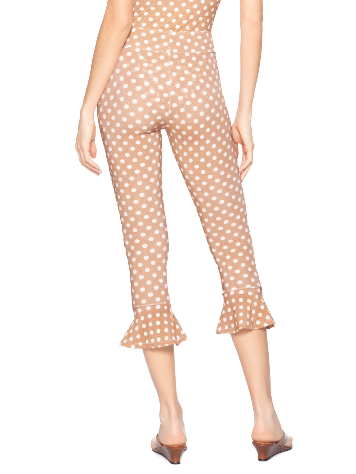 Calça Feminina Corsário Estampado Poá Joanne Marrom Shop2gether + August Swim