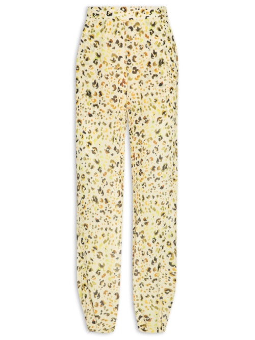 Calça Feminina Cós Elástico Aquarela Biscoito - Amarelo