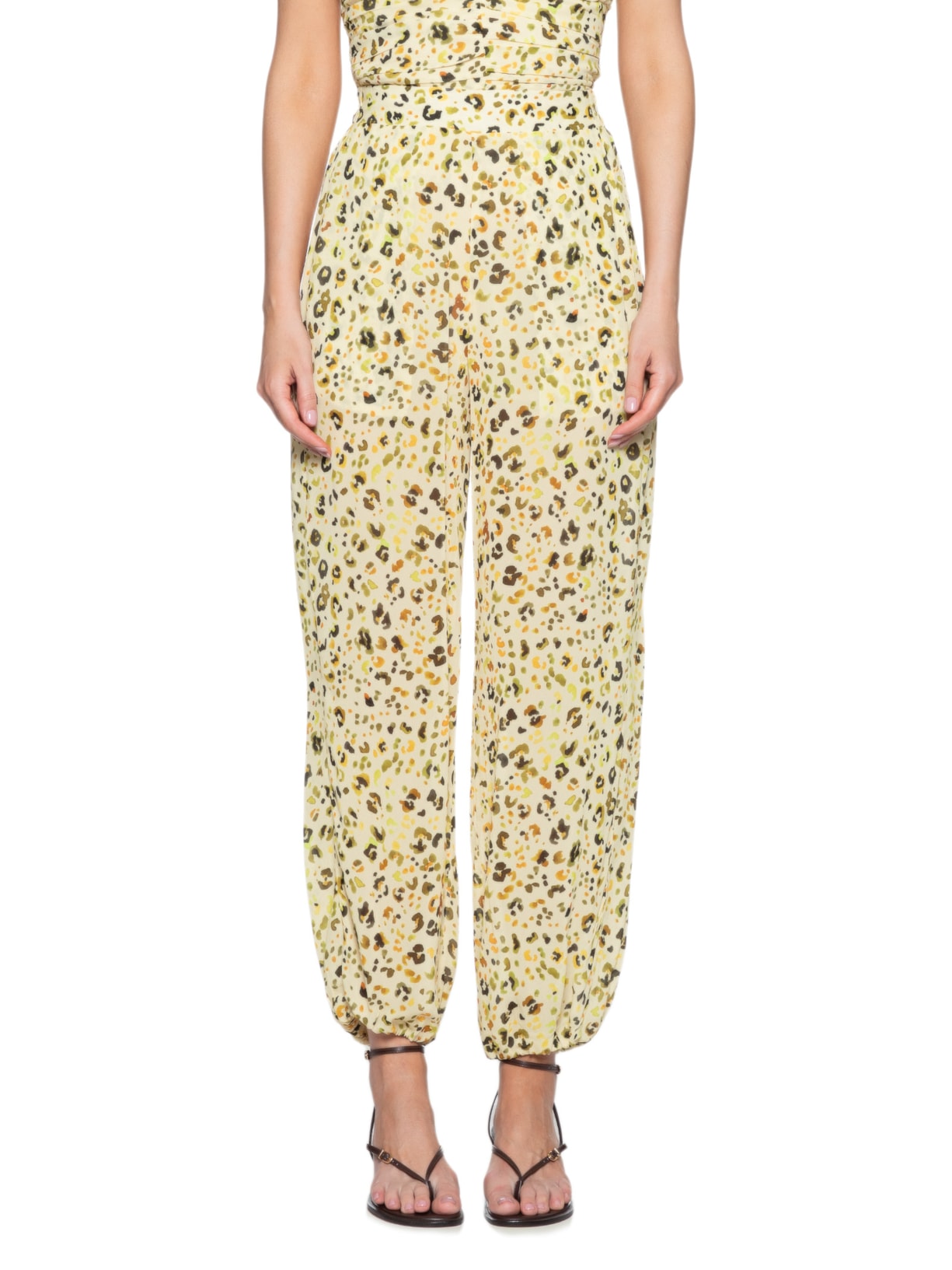 Calça Feminina Cós Elástico Aquarela Biscoito Amarelo Animale