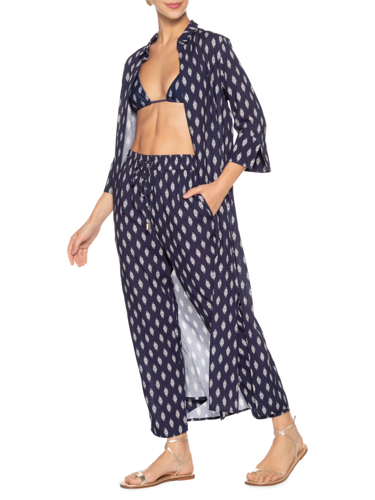 Calça Feminina Cós Elástico Azul Lenny Niemeyer