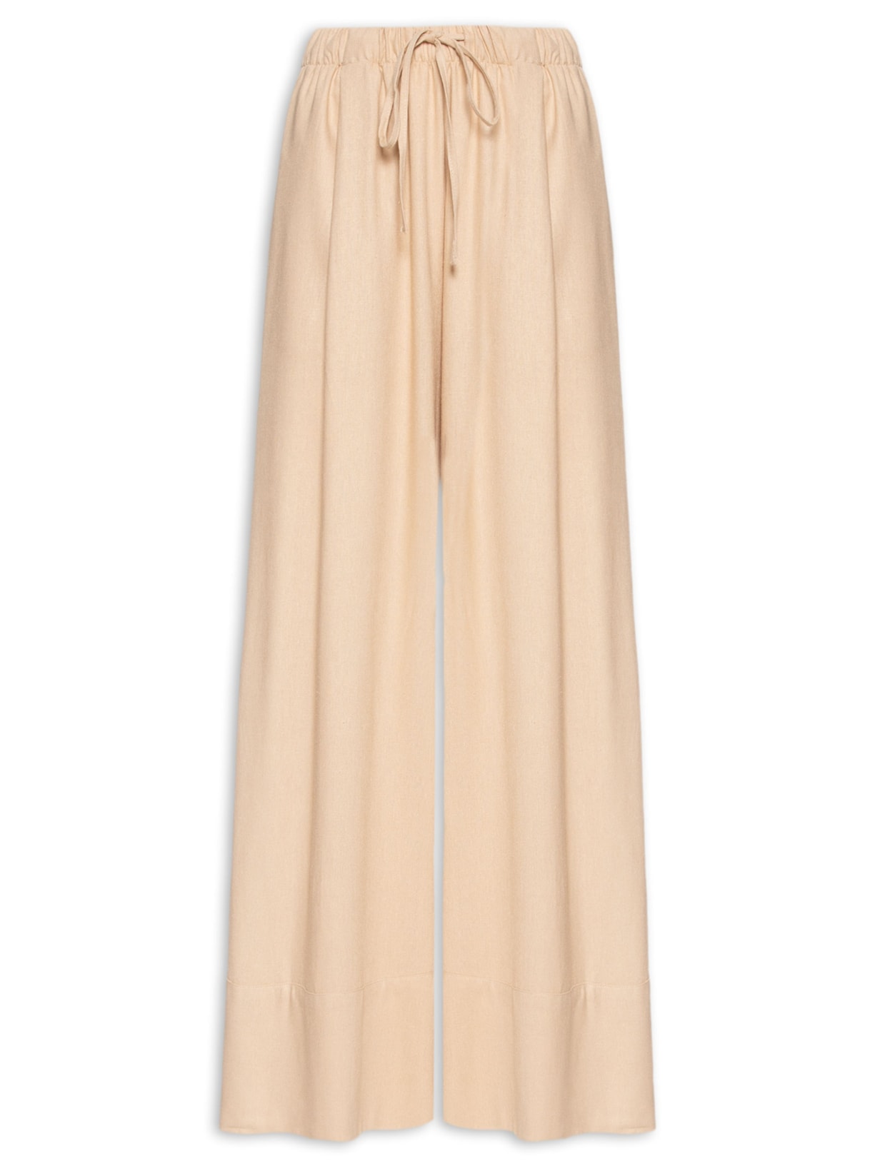 Calça Feminina Cós Elástico Linho - Bege