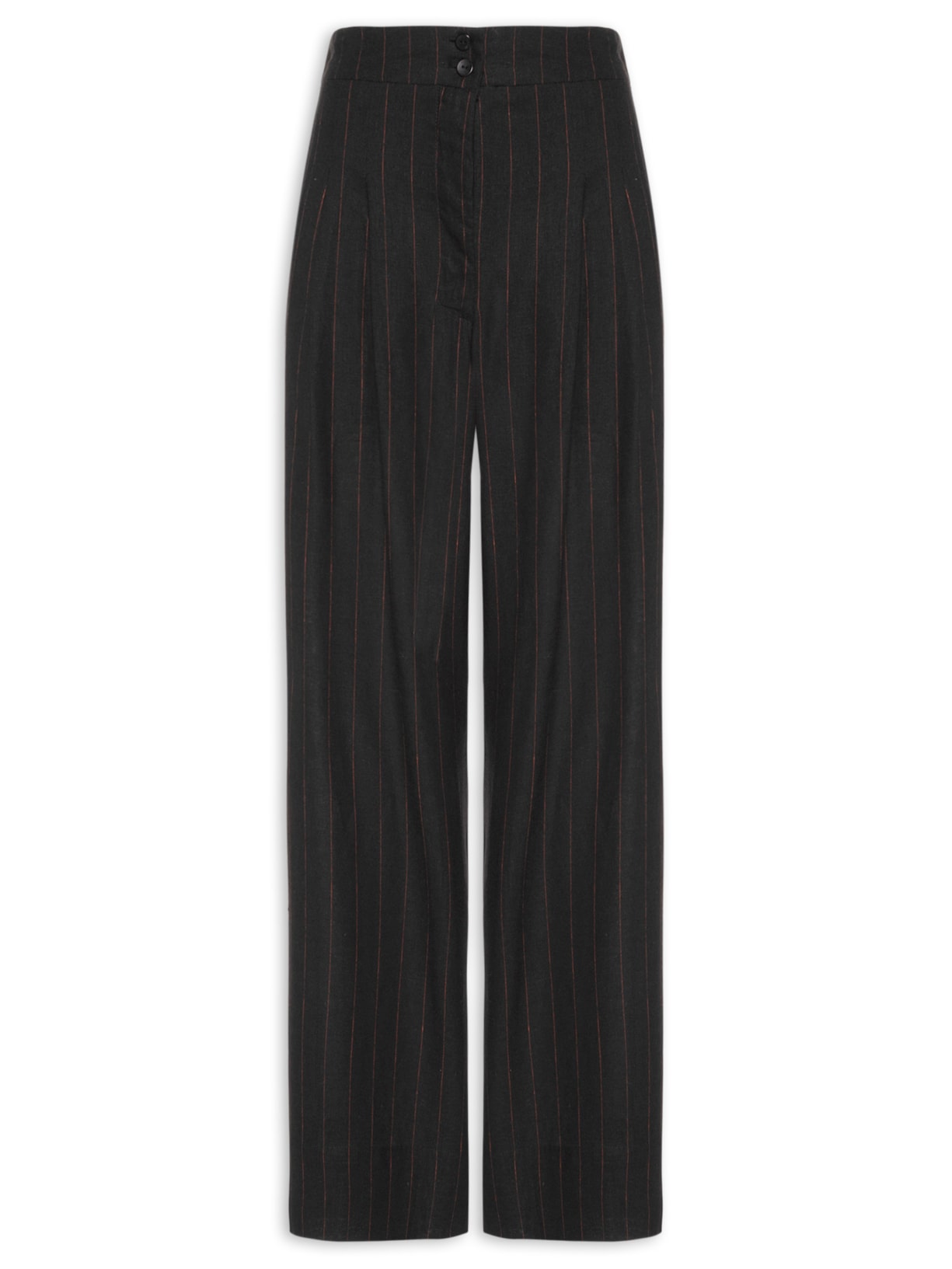 Calça Feminina Cós Elástico Listras - Preto