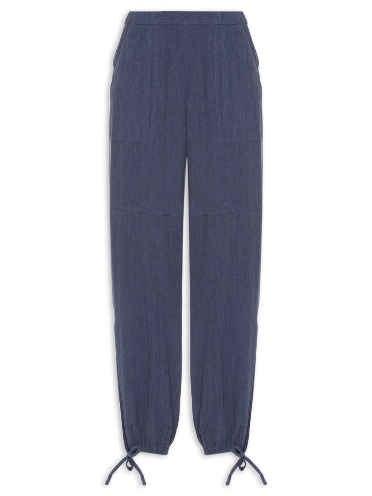 Calça Feminina Cós Elástico Recortes - Azul