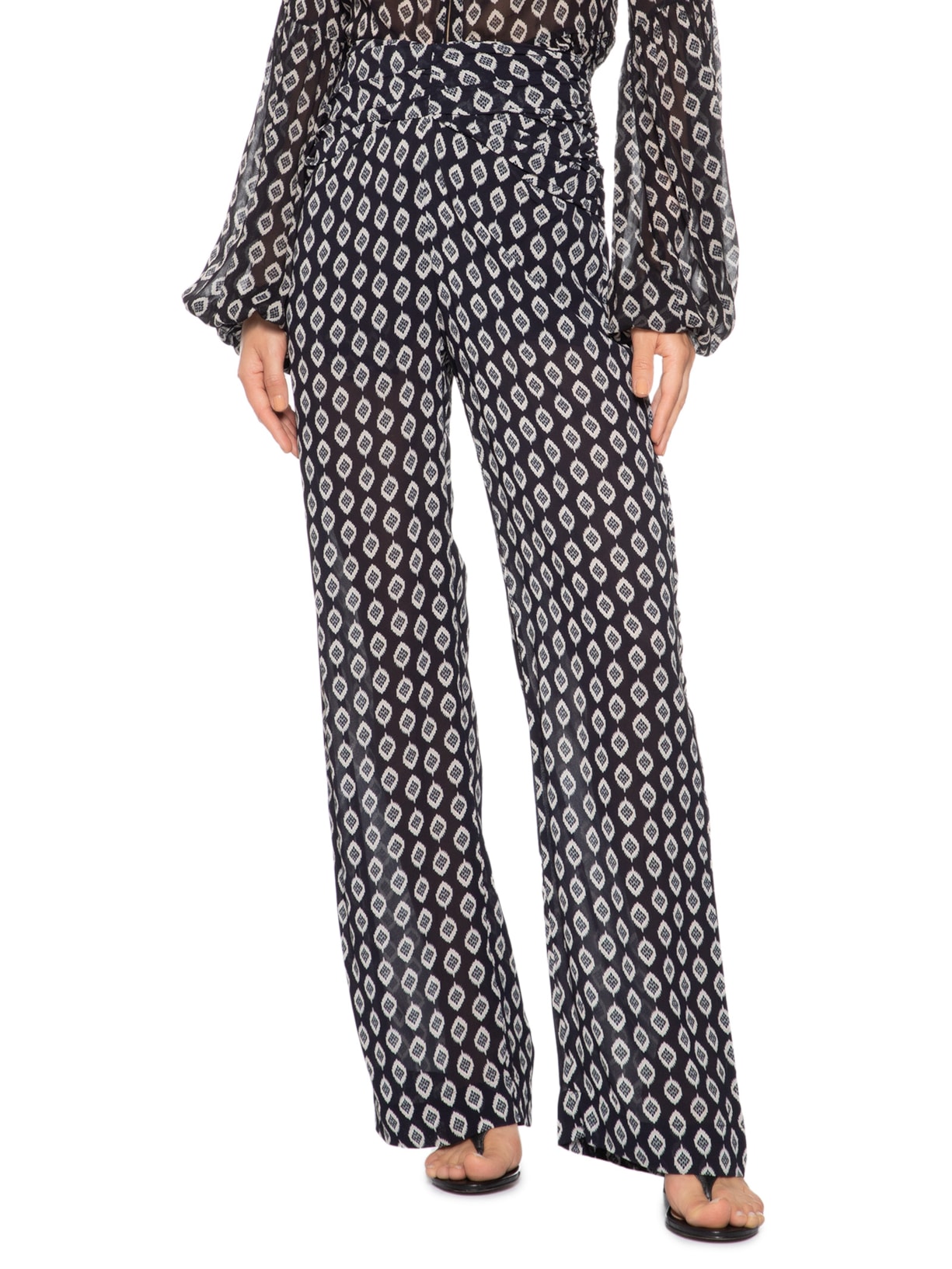 Calça Feminina Cós Franzido Pin Preto Animale