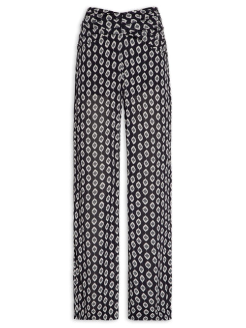 Calça Feminina Cós Franzido Pin - Preto