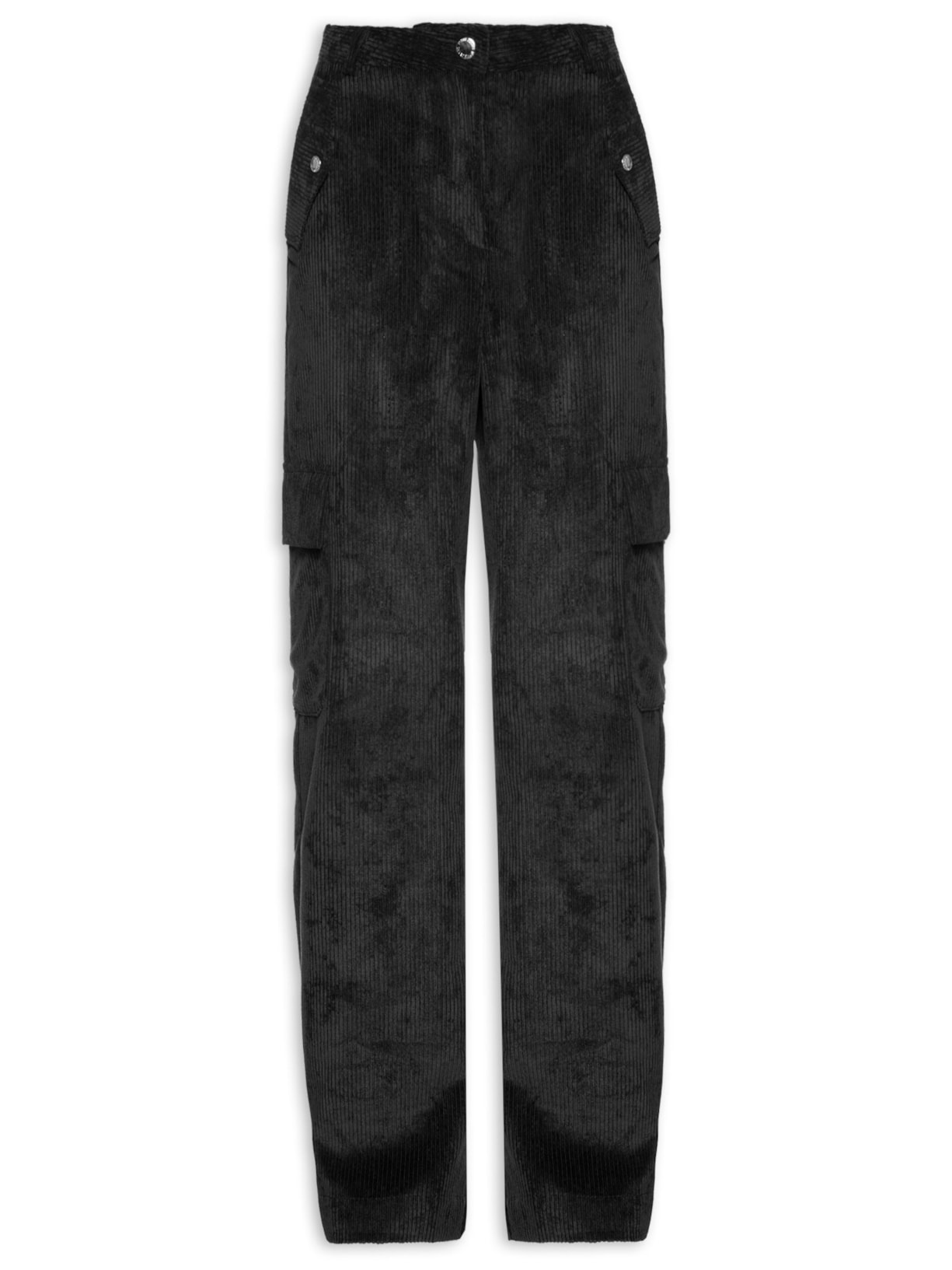 Calça Feminina Cotelê Cargo - Preto