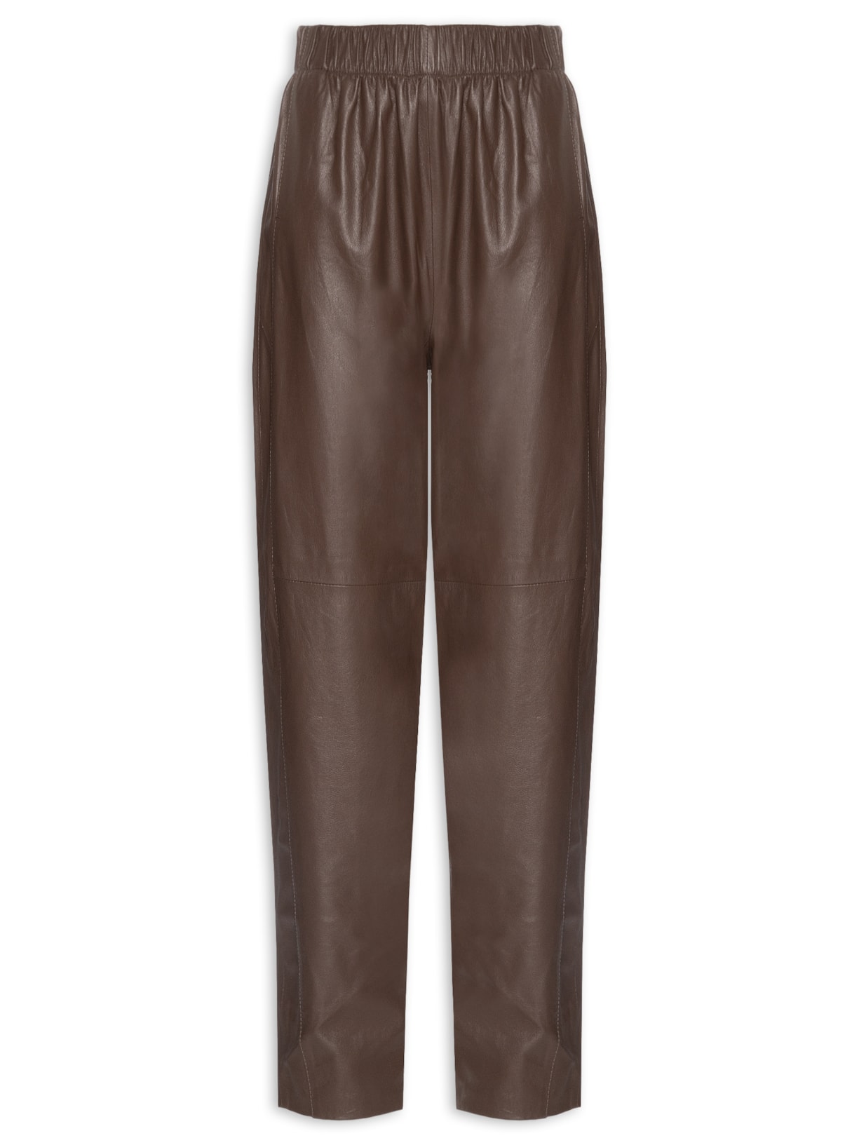 Calça Feminina Couro Balloon Marrom Studio Kalline