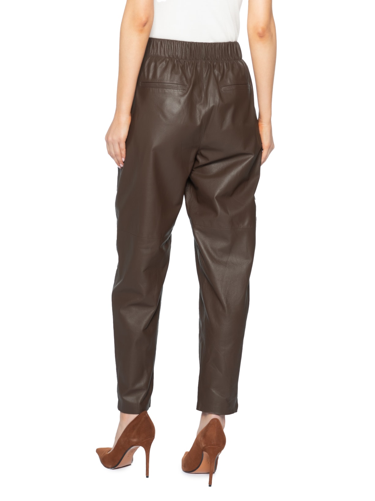 Calça Feminina Couro Balloon Marrom Studio Kalline
