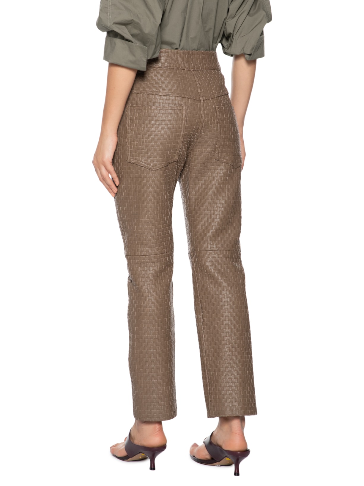 Calça Feminina Couro Jibre Marrom Andrea Bogosian