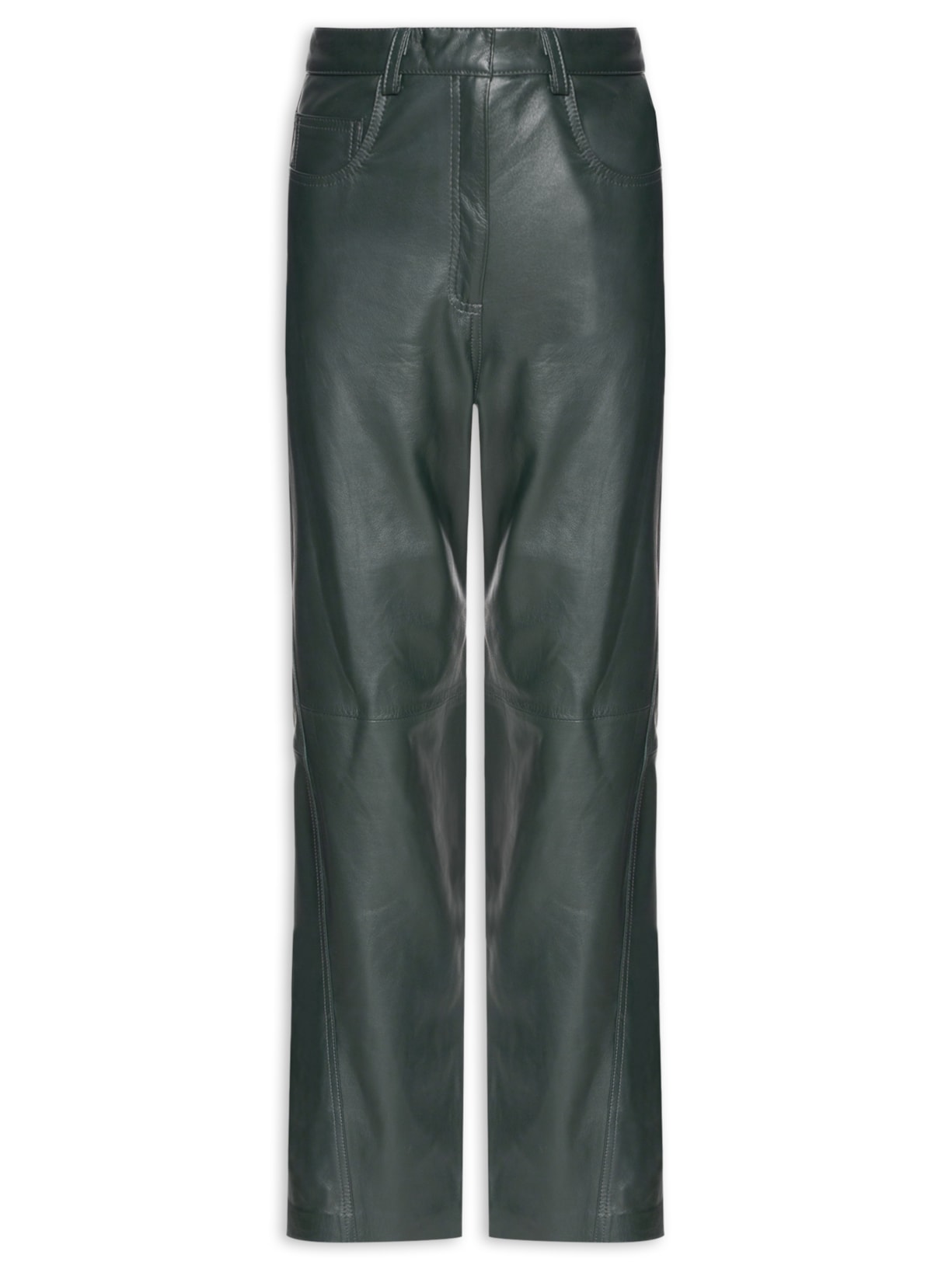 Calça Feminina Couro Letrix Verde Andrea Bogosian