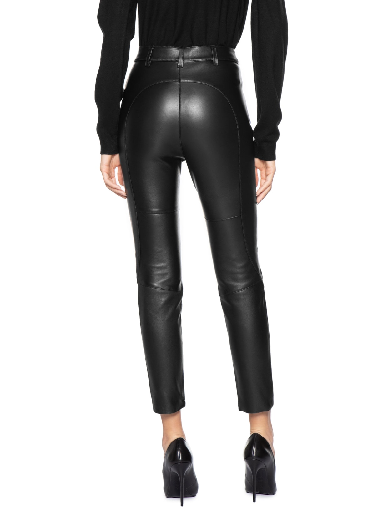 Calça Feminina Couro Linso Preto Andrea Bogosian