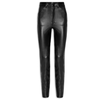 Calça Feminina Couro Linso - Preto