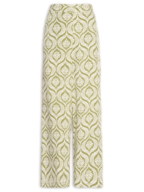 Calça Feminina Crepe Estampa Jardim - Verde
