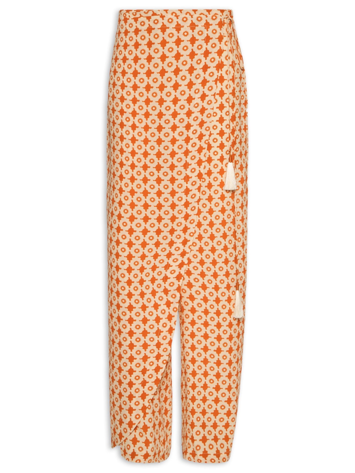 Calça Feminina Crepe Estampa Melissa - Laranja